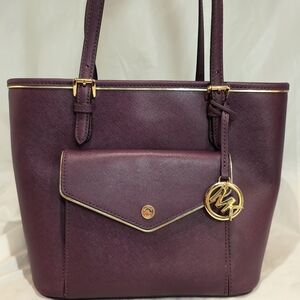 MICHAEL KORS Classic Mulberry Saffiano Frame Tote Bag